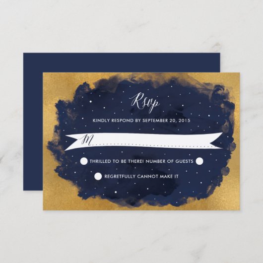 Starry Night Celestial Star Wedding RSVP (Devant / Derrière)