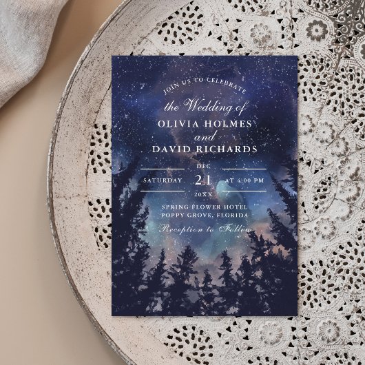Starry Night Forest Faire-part de mariage