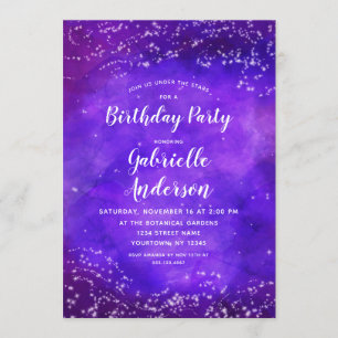 Starry Night Galaxy Anniversaire Fête Invitation
