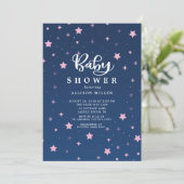 Starry Night Girls Baby shower Invitation (Debout devant)