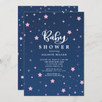 Starry Night Girls Baby shower Invitation