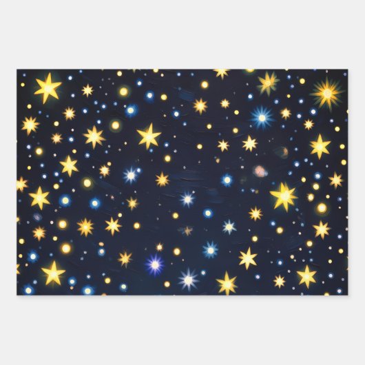 Starry Night Glow Matte Wrapping Paper Set of 3 (Voorkant)