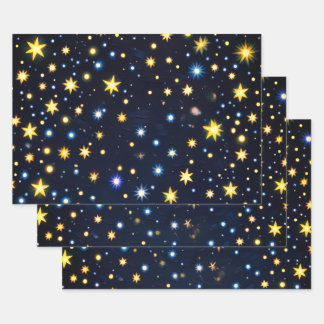 Starry Night Glow Matte Wrapping Paper Set of 3