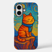 Starry Night Inspired Cat Illustration Phone Case (Achterkant)