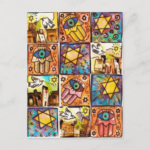 Starry Night Israel Hamsa Carte postale