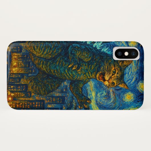 Starry Night Kaiju Catzilla Cat coque ipad iPhone (Dos (Horizontal))