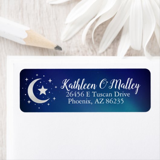 Starry Night Moon Stars Elegant Custom Label (Insitu)
