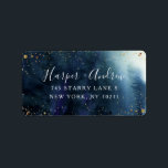 Starry Night Navy Blue Watercolor Adresse de retou<br><div class="desc">Étiquette de adresse parfait pour le couple de planification mariage. Vérifiez la carte d'invitation qui accompagne ce étiquette. Arrière - plan est bleu marine foncé texture d'eau claire avec parties scintillant faux or.</div>