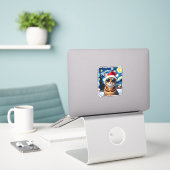 Starry Night Orange Tabby Cat Christmas Sticker (Laptop op bureau)