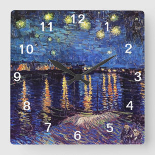 Starry Night over the Rhone, Vincent Van Gogh Vierkante Klok
