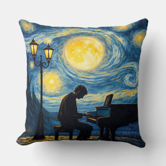 Starry Night Piano Dream Pillow – Romantic Moonlig Kussen