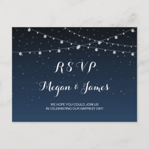 Starry Night Rustic Wedding Carte Postale RSVP