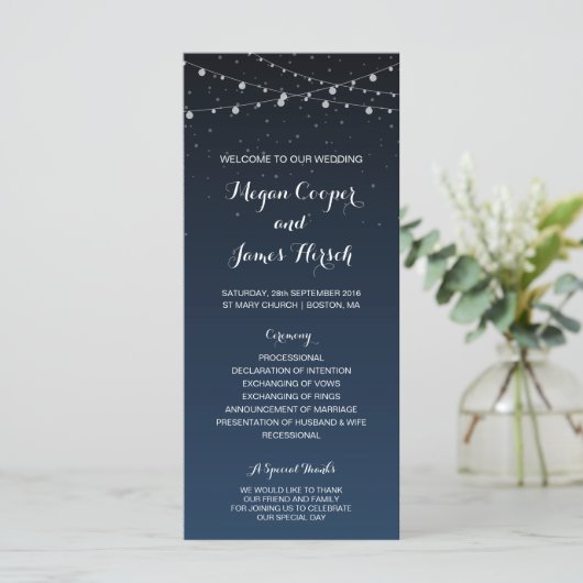 Starry Night Rustic Wedding Programme (Debout devant)