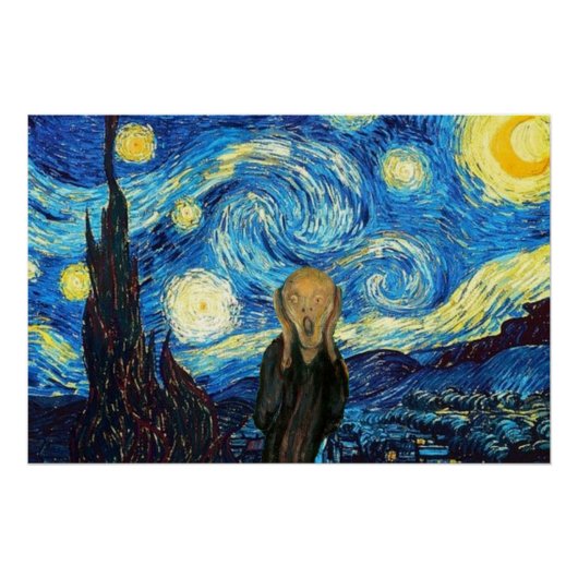 Starry Night Scream.Glossy Poster (Devant)