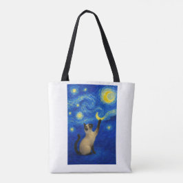 Starry Night Siamese Cat Moon  Draagtas