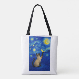 Starry Night Siamese Cat Moon  Draagtas