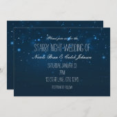 Starry Night Sky Blue Wedding Invitations (Devant / Derrière)