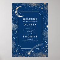 Starry Night Sky Celestial Mariage Affiche de bien