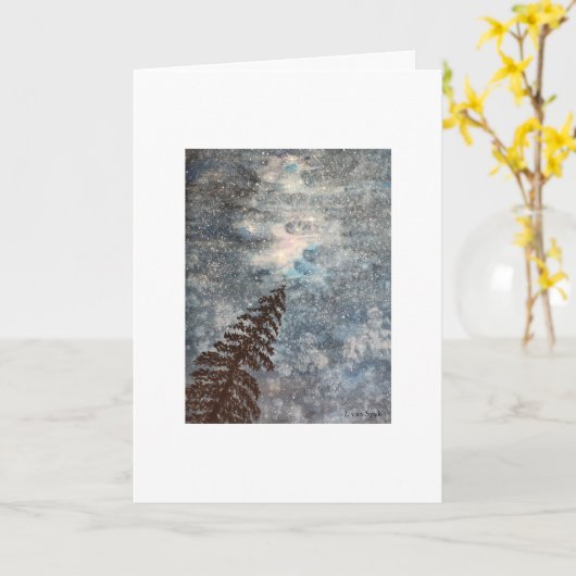 Starry Night Sky with Tree Peace Painting Art Card Kaart (Gele Bloem)