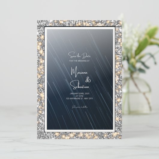 Starry Night the SAVE THE DATE Carte Mariage (Debout devant)