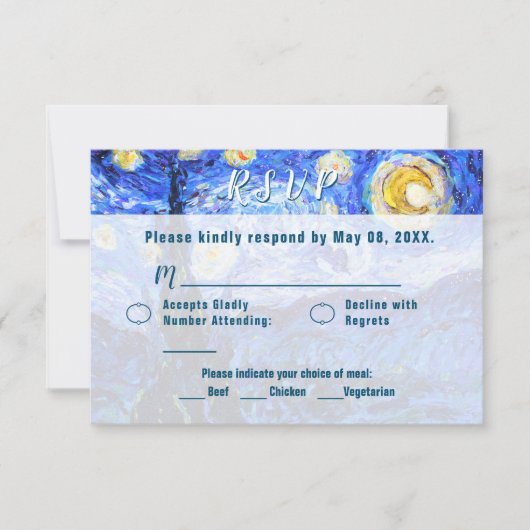 Starry Night Wedding RSVP Cartes Invitations perso (Devant)