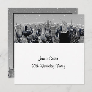 Starry NYC geëtste Fisheye Grey Skyline Verjaardag Kaart