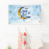 Starry over de Moon Blue Gold Baby Shower Spandoek (Insitu)