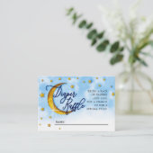Starry over de Moon Blue Gold Diaper Raffle Informatiekaartje (Staand voorkant)