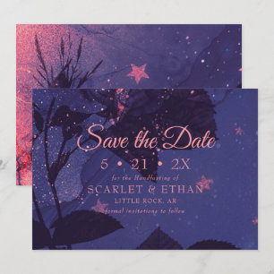 Starry Paars Night Alternative Gothic Floral Save The Date