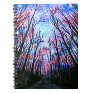Starry Park Sky Night Notitieboek - Waterverf