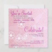 Starry Pink Party Birthday Uitnodiging (Achterkant)