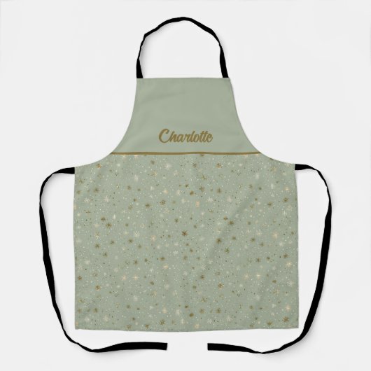 Starry Sage Green and Gold Winter Pattern Schort (Voorkant)