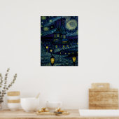 Starry Sanctuary in Van Gogh stijl Poster (Keuken)
