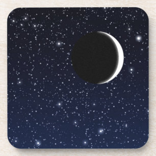 Starry Sky en Crescent Moon, Deep Blue tot Black Drankjes Onderzetter