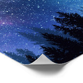 Starry Sky en Moon boven een bos Poster (Hoek)