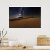 Starry Sky over de woestijn van Sand Dunes Gobi Poster (Keuken)