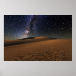 Starry Sky over de woestijn van Sand Dunes Gobi Poster