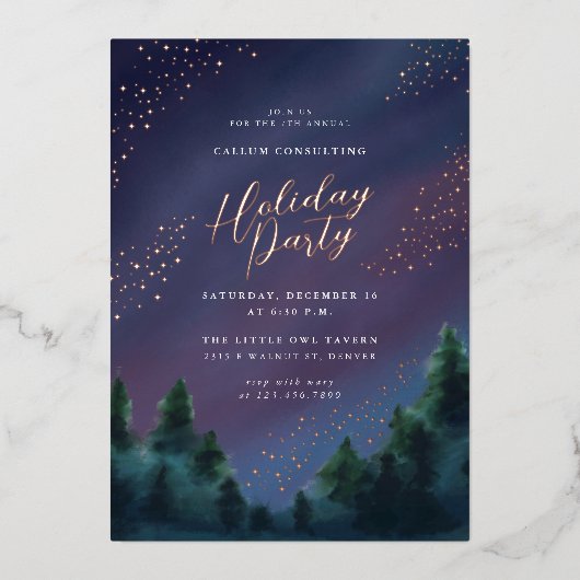 Starry Sky Rose Gold Foil Invitation de fête de va (Recto)
