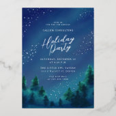 Starry Sky Silver Foil Invitation de fête de vacan (Recto)