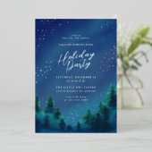 Starry Sky Silver Foil Invitation de fête de vacan (Debout devant)