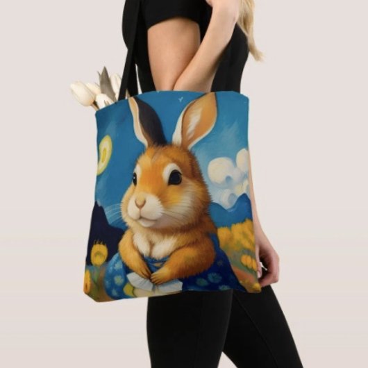 Starry Spring Bunny Canvas tas