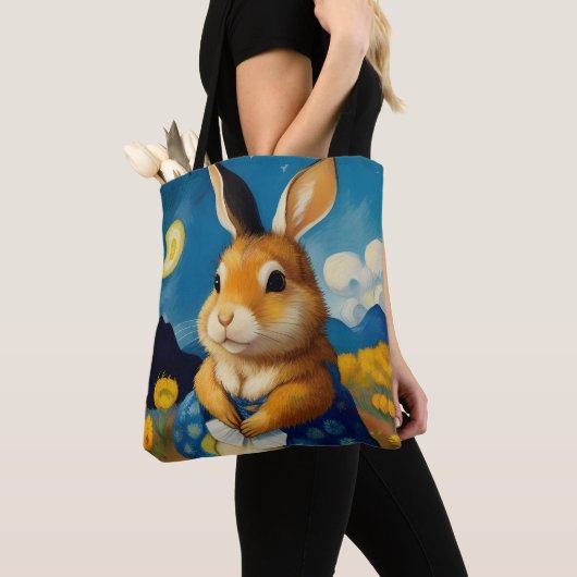 Starry Spring Bunny Canvas tas (Dichtbij)