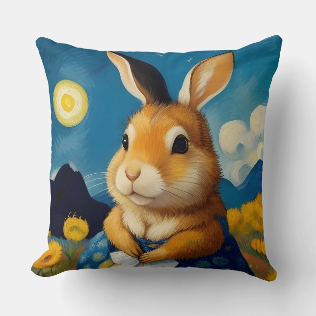 Starry Spring Bunny Kussen (Voorkant)