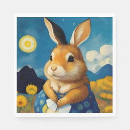 Starry Spring Bunny Paper Napkin Servet