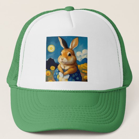 Starry Spring Bunny Trucker Hat Trucker Pet (Voorkant)