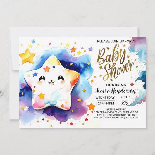 Starry Stardust Dreams Baby shower Kaart (Voorkant)