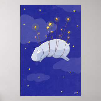 Starry Starry Hippo, een Illustratie van kinderen Poster