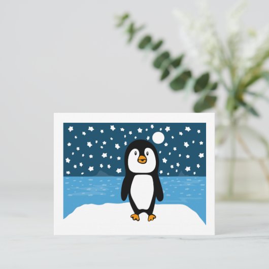 Starry Starry Penguin Holiday Briefkaart (Staand voorkant)