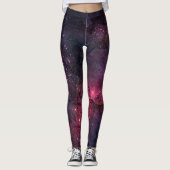 Starry Stars Outer Space Galaxy Planetary Pattern Leggings (Voorkant)