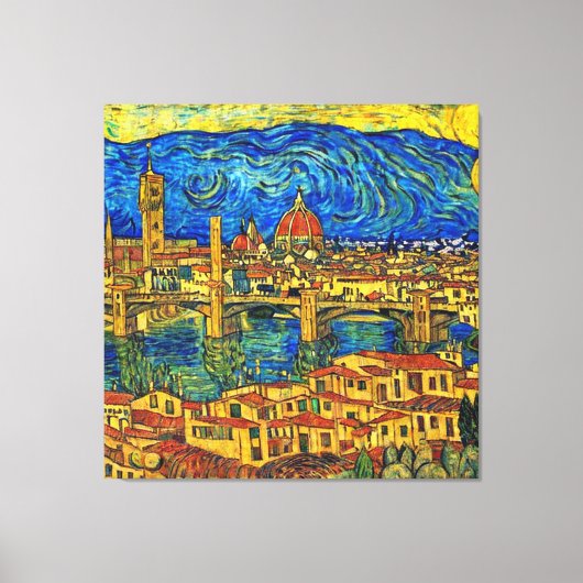 Starry Sterrennacht Florence Italië Canvas Afdruk (Voorkant)